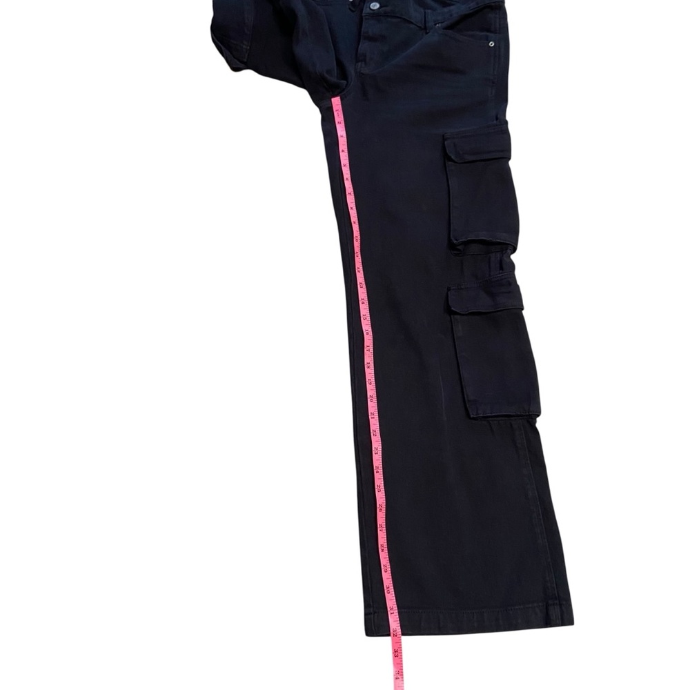 Pacsun Black Asymmetrical '90s Baggy Cargo Jeans Pants 26 Small Wide Leg - Picture 12 of 15